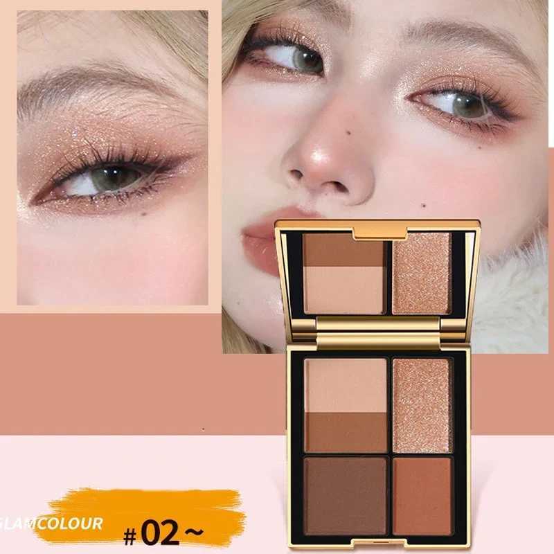 5-Color Eyeshadow Palette Glitter Earth Color Contouring Bronzer Pigment Shiny Matte Caramel Brown Color Eyes Makeup PaletteW241212