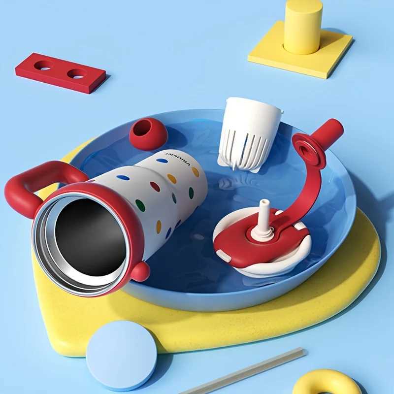 1Pc Girl Cute Stainless Steel Insulated Cup 1.2L Outdoor Travel Camping Portable Water Cup Car Cup with Handle Direct Drinking Straw Dual Use Y241211