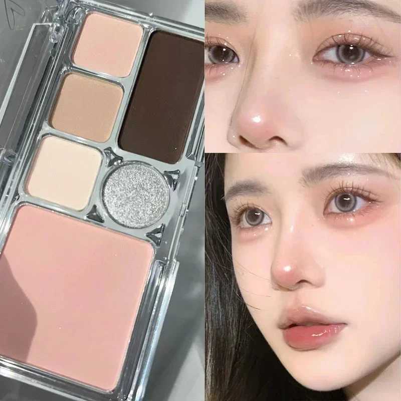 6 Colors Eye Shadow Palette Punk Smoky Black Glitter ly Eyeshadow Palette Korean Shiny Blue Eyeshadow Contour B MakeupW241212
