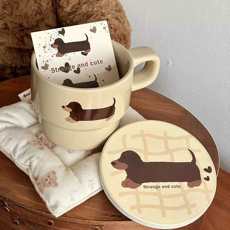 Sausage Dog Coffee GS Ceramic Cup Beverage Ju Cola Outdoor Travel Cocoa Handheld Water G Lover Friend Y241211