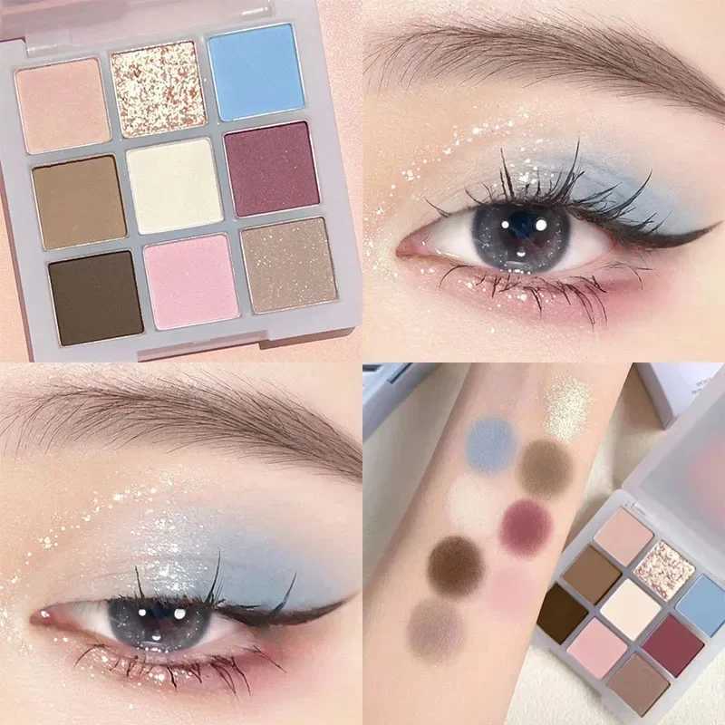 New nine color eye shadow palette orange brown matte shiny eye shadow durable eye shadowW241212