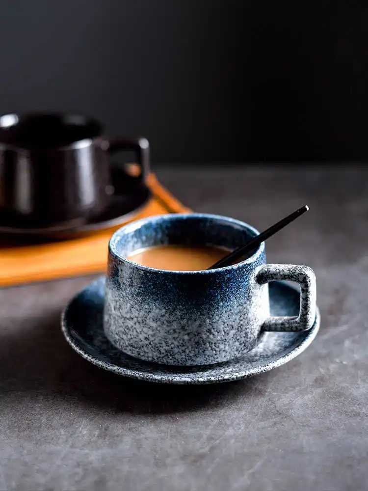 New retro style coffee cup tableware set premium light luxury cup plate set premium beauty Japanese milk cup high-end exquisite warm Y241211