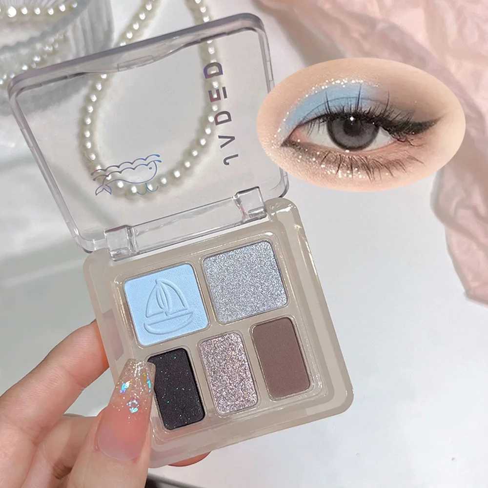 JADED Five Color Purple Pink Flash eye shadow Makeup Palette Waterproof Simple Color Shiny Silver Grey Matte Black eye shadowW241212