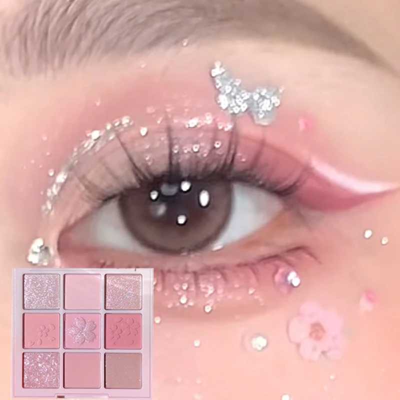 Sakura Nine-color Eyeshadow Palette Glitter Peach ly Eye Shadow Nude In Lasting Korean Charming Eyes Make Up PaletteW241212