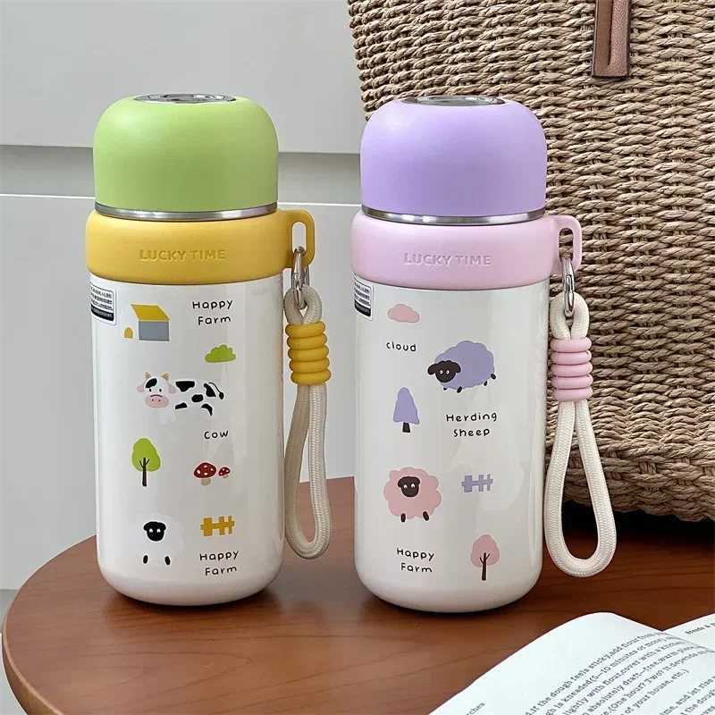 New color cartoon hot-dip galvanized stainless steel water bottle suitable for children aged 6 to 12 high-quality and cute school use Y241211