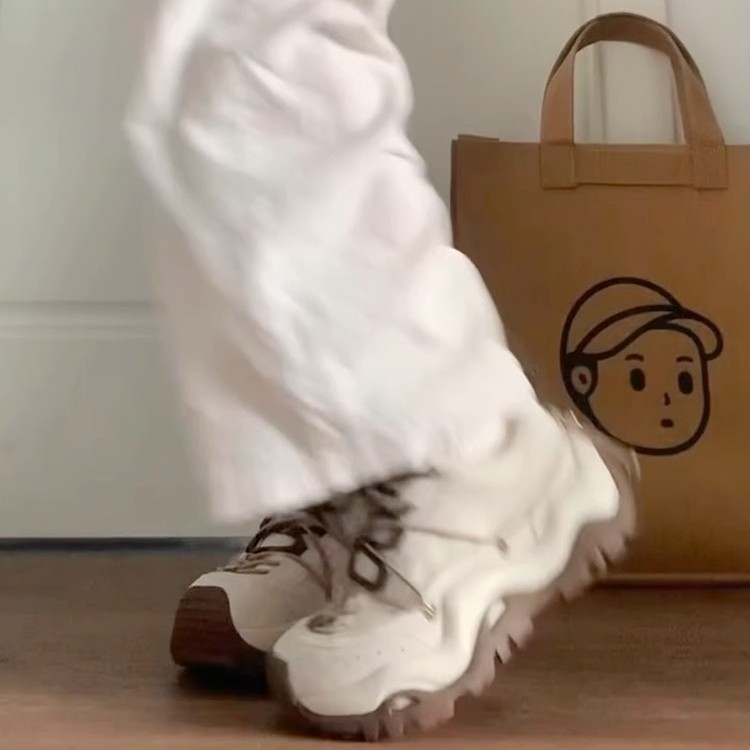 Women Sports Shoes:Thick Sole Increase Height Chunky Leather Seasons Retro Casual Style Running Shoes Training Sneakers,Blue/Brown,fashion