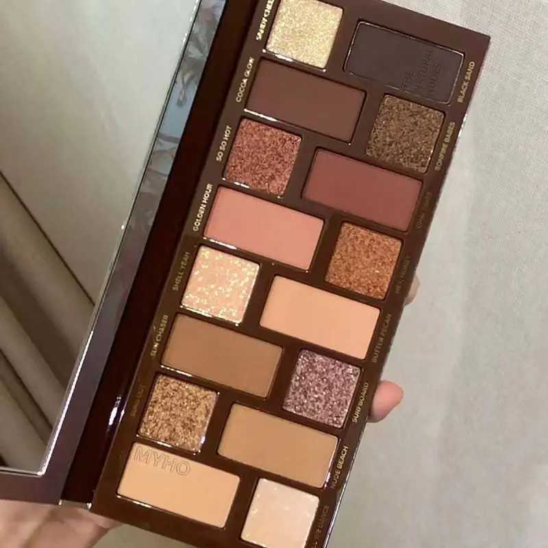 16 color matte shiny bare brown eye shadow palette waterproof durable cosmetics shimmer eye shadow pigment shimmer makeupW241212
