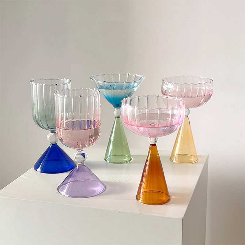 Gradient Cup Creative Two Tone Irragar Water Sensing Wine Cup Mojito Champagne Margarita Cocktail Premium Ripple Cup Y241211
