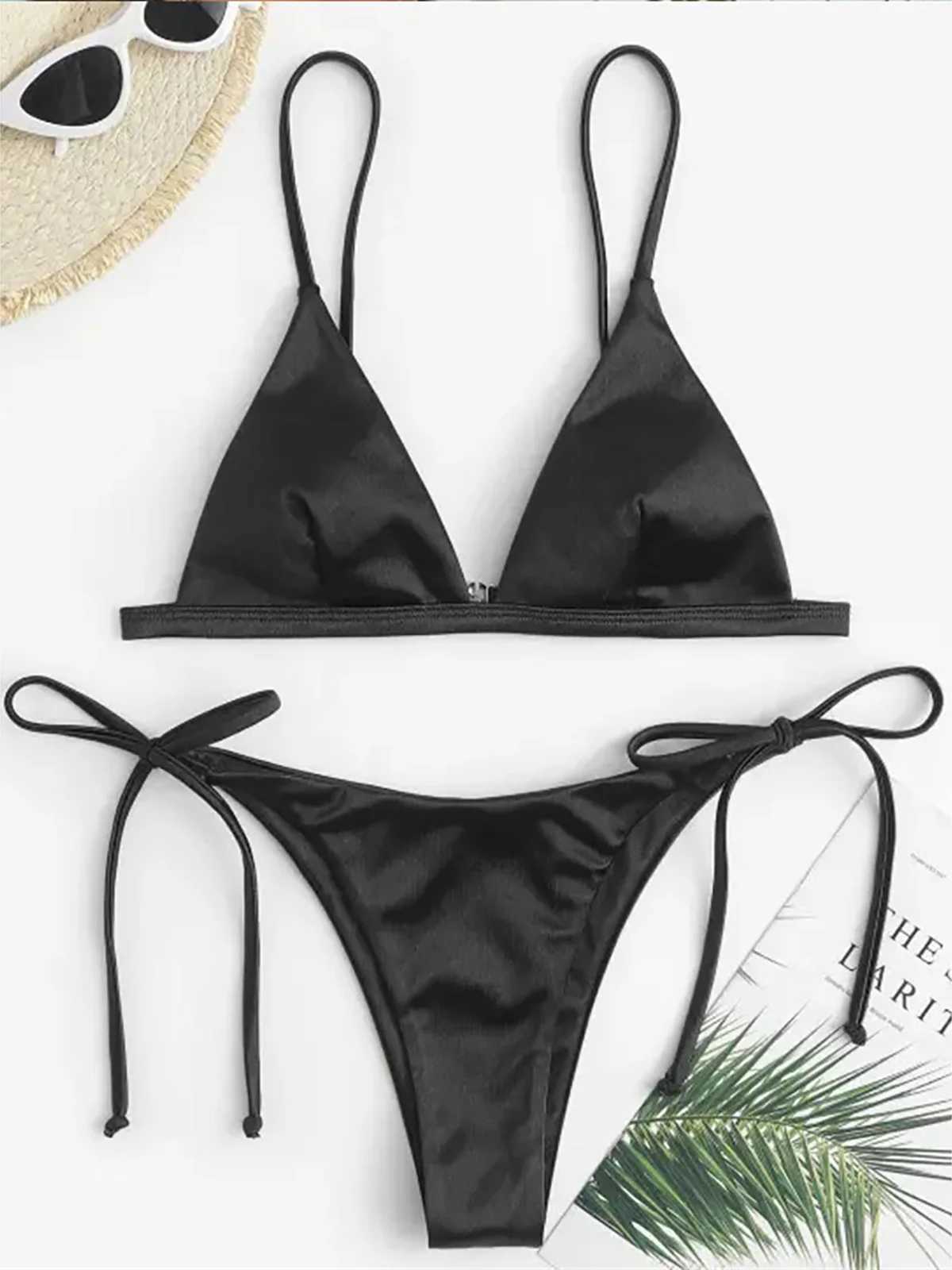 6 Colors Satin High g Cut Brazilian Bikini Women Swimwear Fa Swimsuit Two-pieces Bikini set Bather Bathing Suit Swim K4964XJ241212