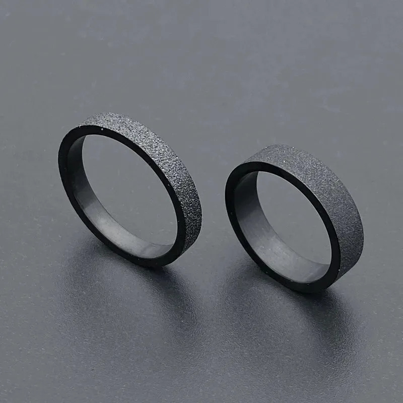 m 5mm Womens Couple Black Ring Matte Finish Finger Jewelry 241210