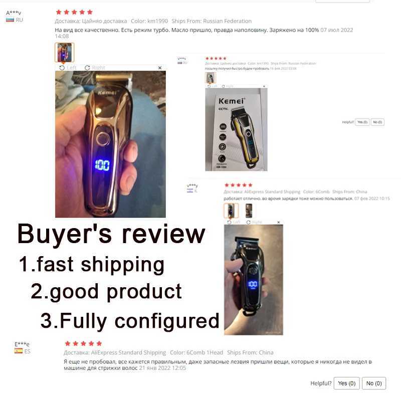 Kemei Hair Clipper Electric Hair Trimmer Professional Mens hair clipper cordless beard trimmer LED display Wireless Hair Cutter W241212