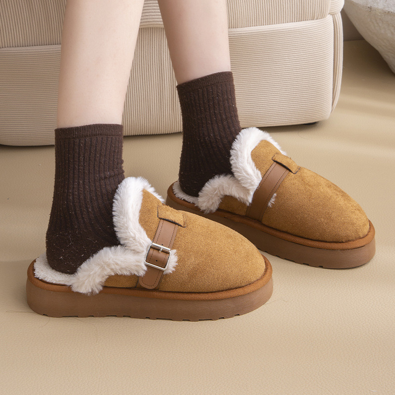 Women's winter add fleece 2025 new pregnant women's woolen shoes hot home warm thick sole cotton slippers women wear