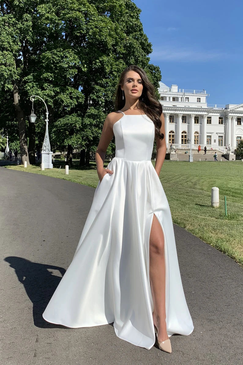 Womens plus size Bowith white wedding sleeveless ultra-thin shoulder strap hollow elegant party dinner 4XL dress