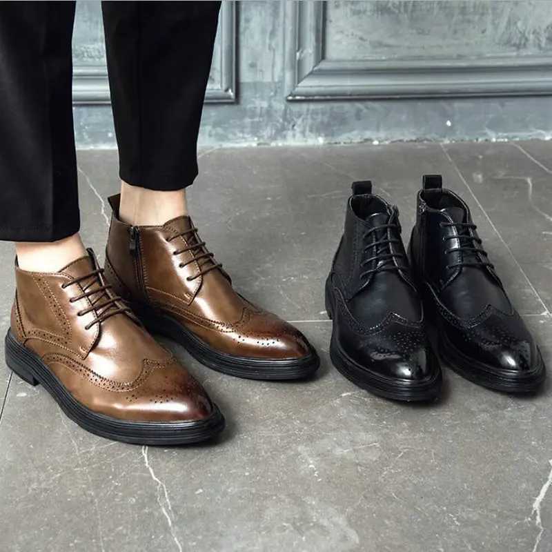 Men Fi Carved Oxford Business Formal Shoes Chelsea Ankle Boots Footwear Shoes Men shoes short Boots 2020XJ241212