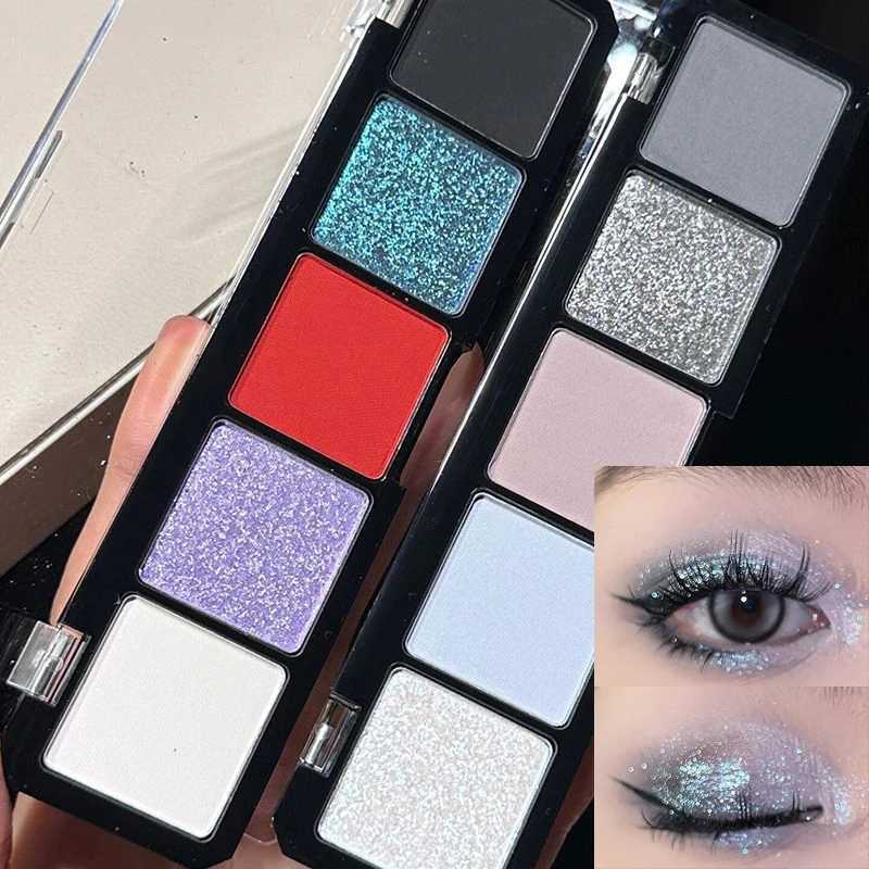Flash eye shadow 5Color l Matte eye shadow Palette Tiny Powder Makeup Grey Blue Gothic Black Smoke Metal eye shadowW241212