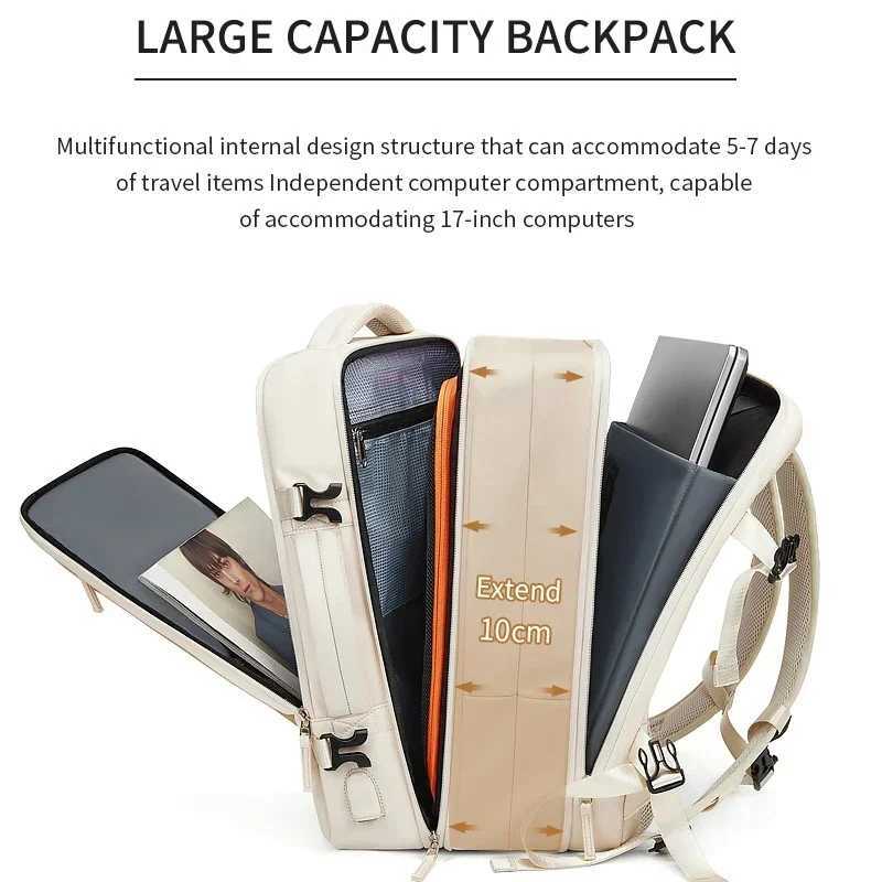 Travel Backpack Men Wen Expanded Large Capacity Bag Hiking Business Laptop Backpacks USB Charging Waterproof School Back Pack Z241212