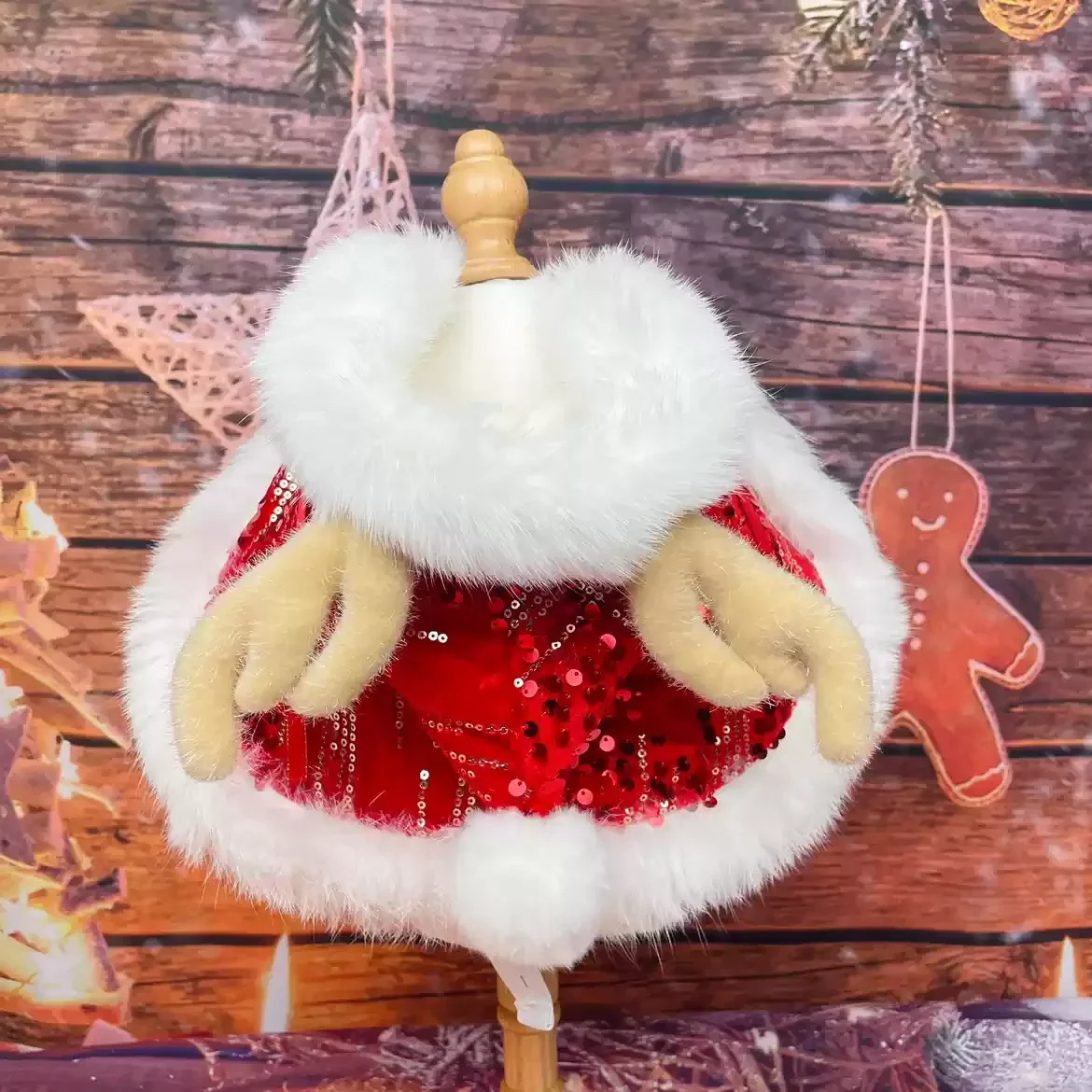 Year Christmas Pet Dog Clothes Fashion Red Green Sequin Elk Cloak Coats For Small Medium Dog Winter Warm Clothing Puppy Coat 241212