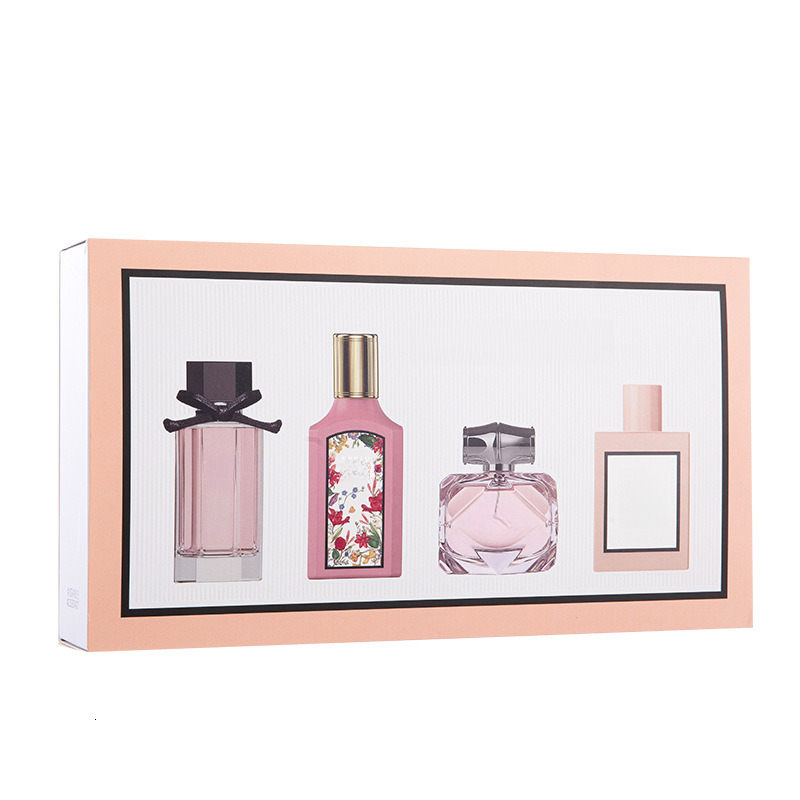 Women perfume 4-piece gift box durable fragrance flowers perfume package mail wholesale