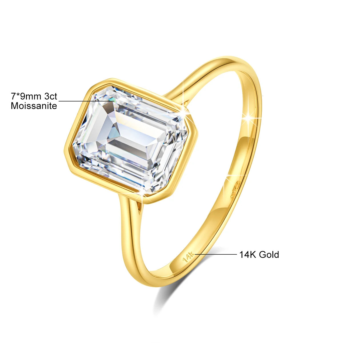 Womens gold ring 3 jadeite cut diamond womens jewelry hollow 14K 241210