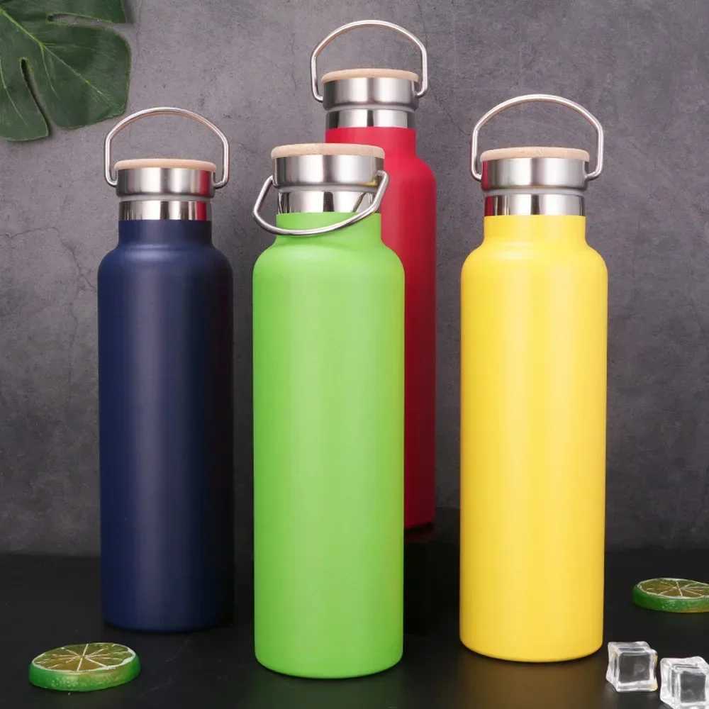 Stainless steel hot water bottle cup with lid portable outdoor vacuum valve cover childrens water bottles 350ML 500ML 750ML Y241211