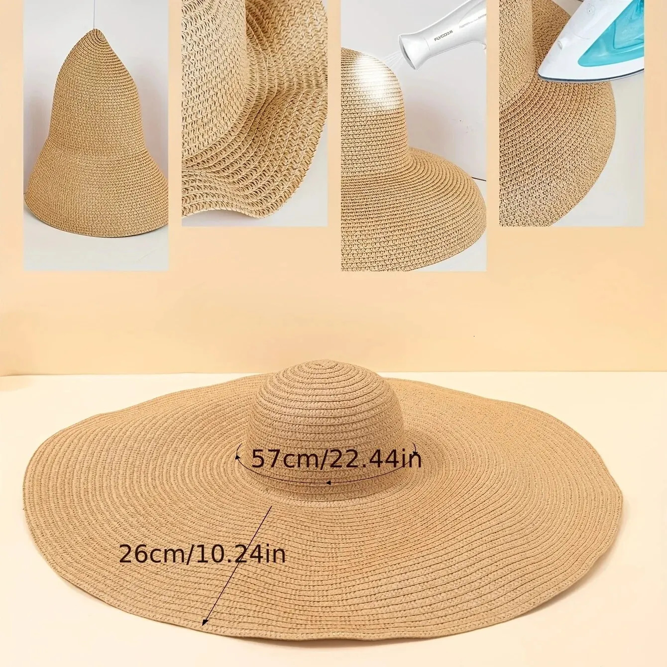 spring and summer wide brown black straw hat with a flat top suitable for elegant French retro sun hat s for women 241205
