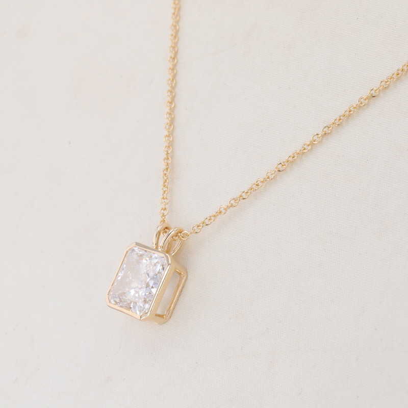 2.0ct Radiant Cut IGI Certified Lab Diamond Ring Earrings Necklace Women Jewelry 18K 14K Solid Gold Solitaire engagement Ring