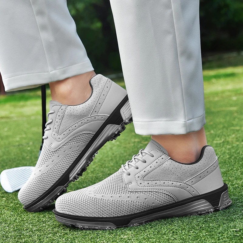 LiXingMing Golf Shoes Men Gray Large Size To 48 Breathable Cleats Sport Teenager Training Sneakers w241118