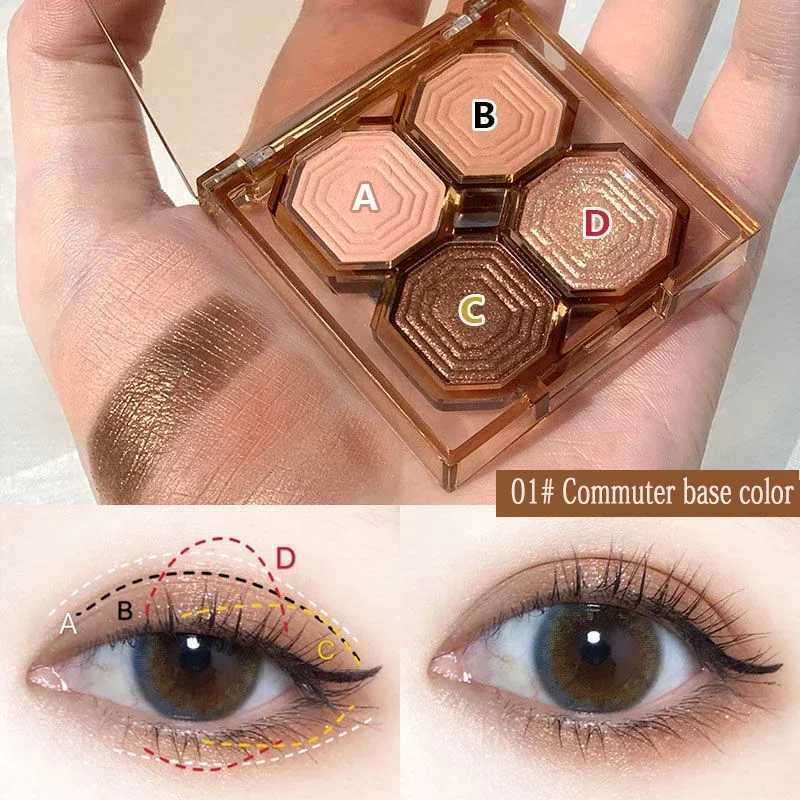 Four-color Eyeshadow Palette Daily Bright And Shiny Matte Earth Tones Eye Shadow Waterproof Glitter silkworm Shimmer CosmeticsW241212