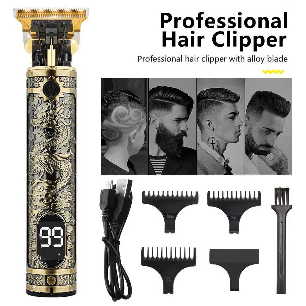 Retro T9 Hair Clipper Professional Hair Clipper Mens Cordless Beard Trimmer USB Hair Clipper W241212