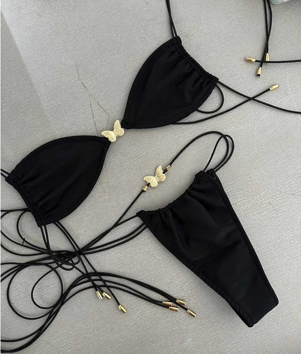 Sexy Bikinis 2024 Swimsuit For Women Swimwear Brazilian Bikini Set Biquini Fa Swimuits Bandeau Black BeachwearXJ241212