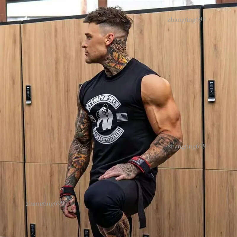 Men's Tank Tops Summer Brand Mens Running Vest Gym Sleeveless Shirt Slim Fit Men Bodybuilding Sport Workout Training Singlet