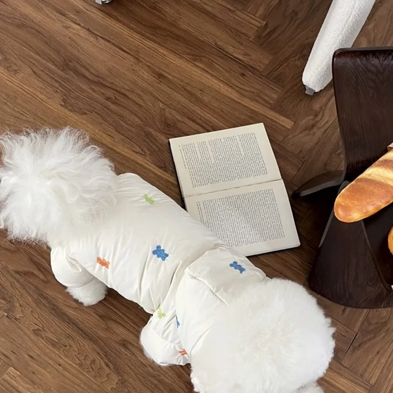 Dog Apparel Pet Four Legged Parks Teddy Jumpsuit Embroidered Coat Autumn And Winter Clothing Small Yorkshire Puppy HF69
