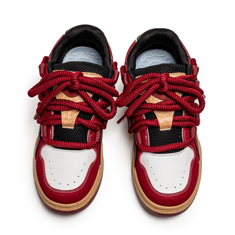 Casual Sports Shoes Men Red Color Breathable Trendy Non-Slip Tennis Training Sneakers