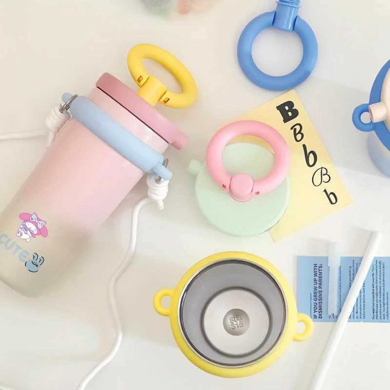 New Miniso Pochacco Melody Ppin Crazy Cup Girl Dopamine Cute Straw Cup Large Capacity Portable Simple Water Cup Y241211