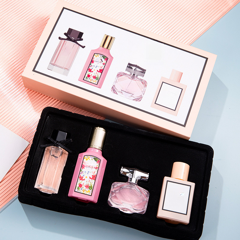 Women perfume 4-piece gift box durable fragrance flowers perfume package mail wholesale