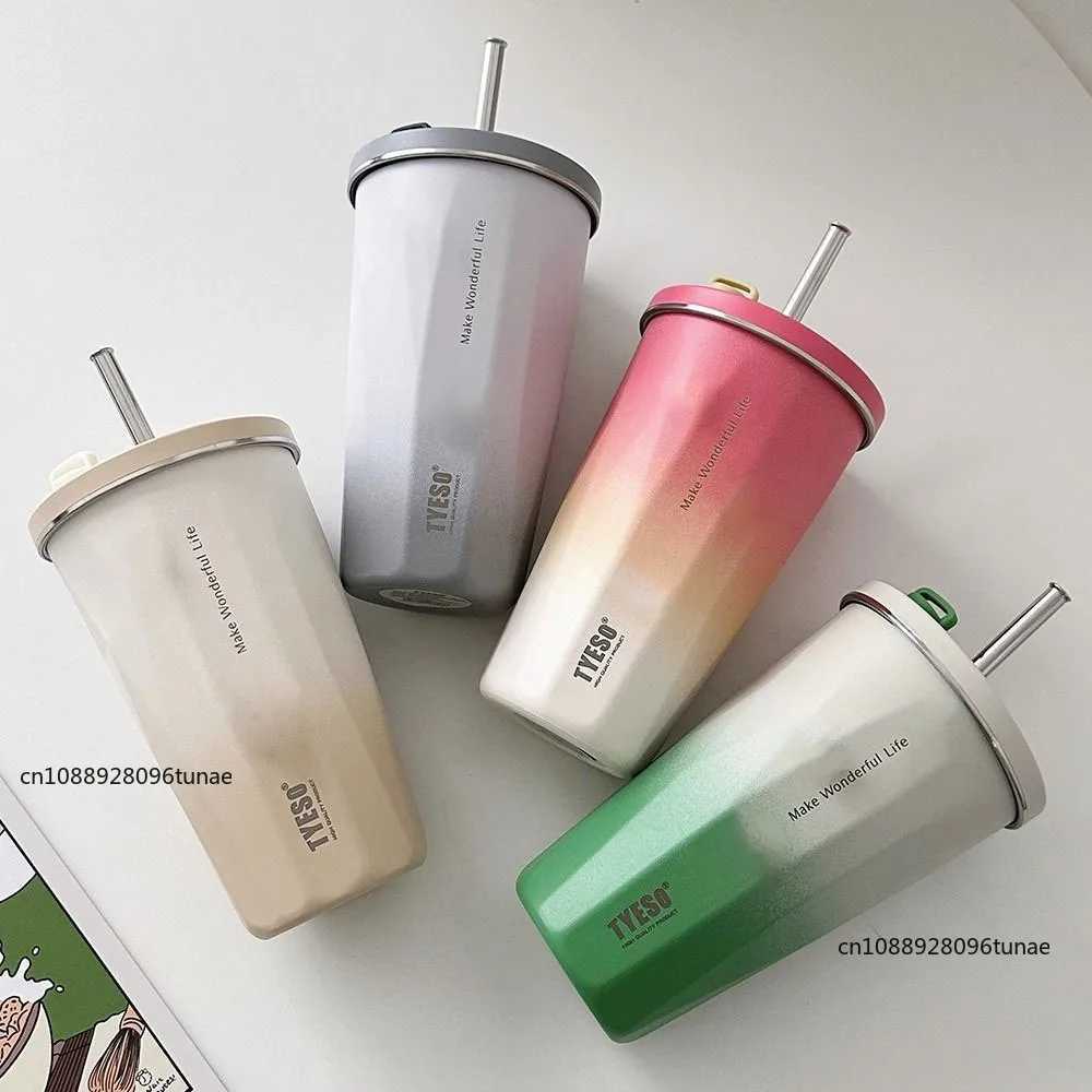 600ML stainless steel vacuum cleaner with straw car coffee cup outdoor sports hot water bottle keep hot and cold crazy cup Y241211