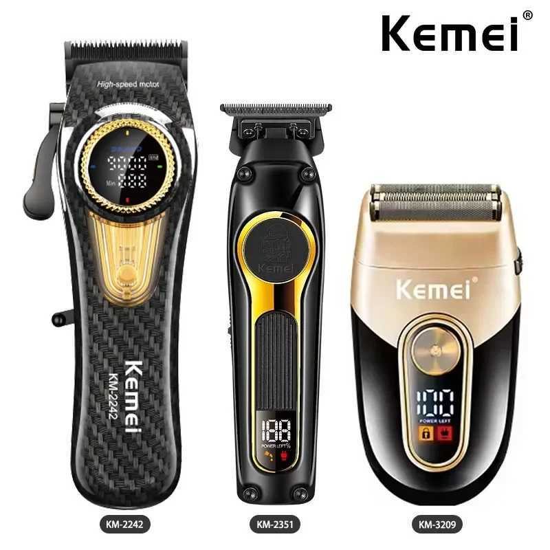Kemei Professional Electric Hair Clipper Kit Rechargeable Hair Clipper with Charging Base Shaver Suitable for Men KM-2242 KM-2351 KM-3209 W241212