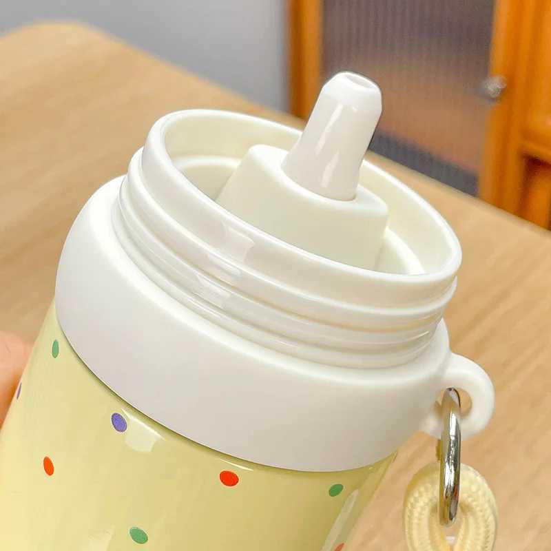 1 500ml high appearance goddess cup outdoor travel sports hot drink cup Sus316 lining with straw tea partition rope portable Y241211