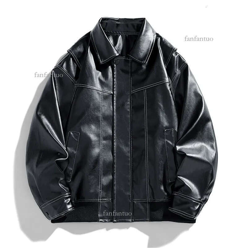 Europe The United States Trend Leather Jacket Spring Autumn Loose Mens Couple Lapel Motorcycle Handsome Coats y240826