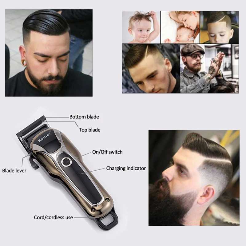 Kemei Hair Clipper Electric Hair Trimmer Professional Mens hair clipper cordless beard trimmer LED display Wireless Hair Cutter W241212