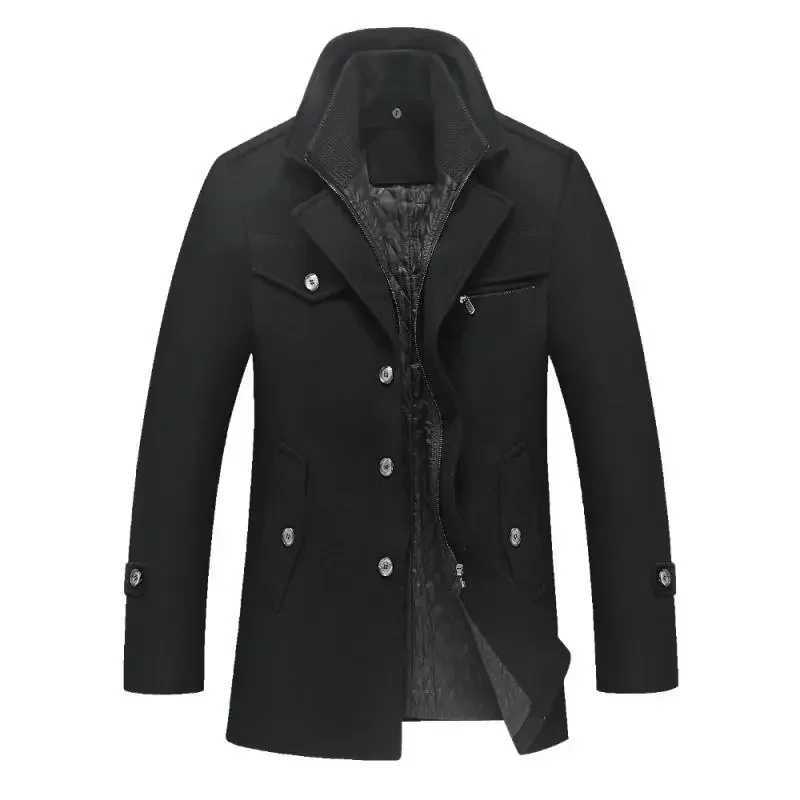 New winter wool coat ultra-thin slim fit jacket mens casual warm jacket mens pea coat size M-4Xl direct shipping 4 colors W241211 - view 5