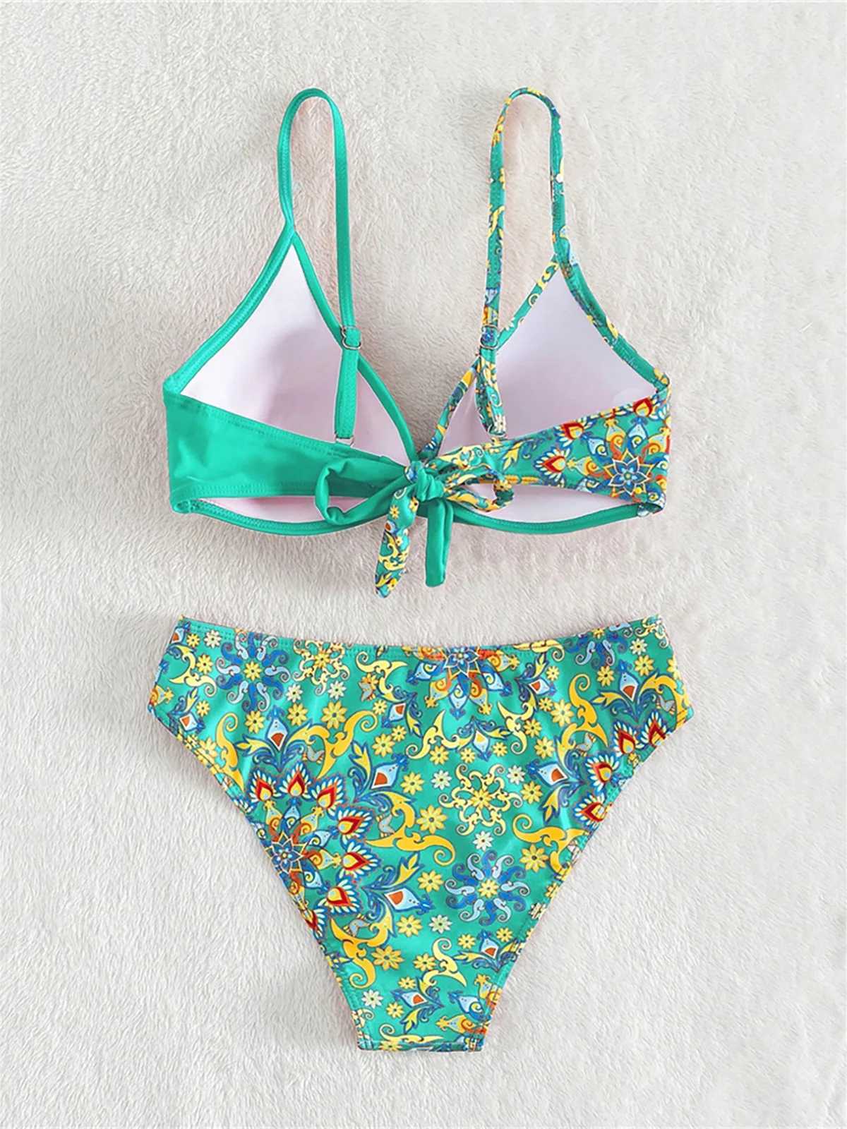 S - XL Printed Bikini Push Up Swimsuit Fa Swimwear Women Two-pieces Bikini set With Bra Cup Bather Bathing Suit Swim K5481XJ241212