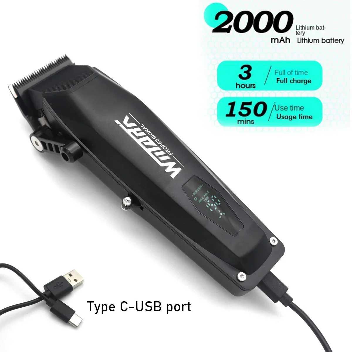 WMARK NG-125 7901 Mens Professional Hair Clipper Kit LCD Display Ceramic Blade USB Port Hair Clipper Electric Shaver W241212