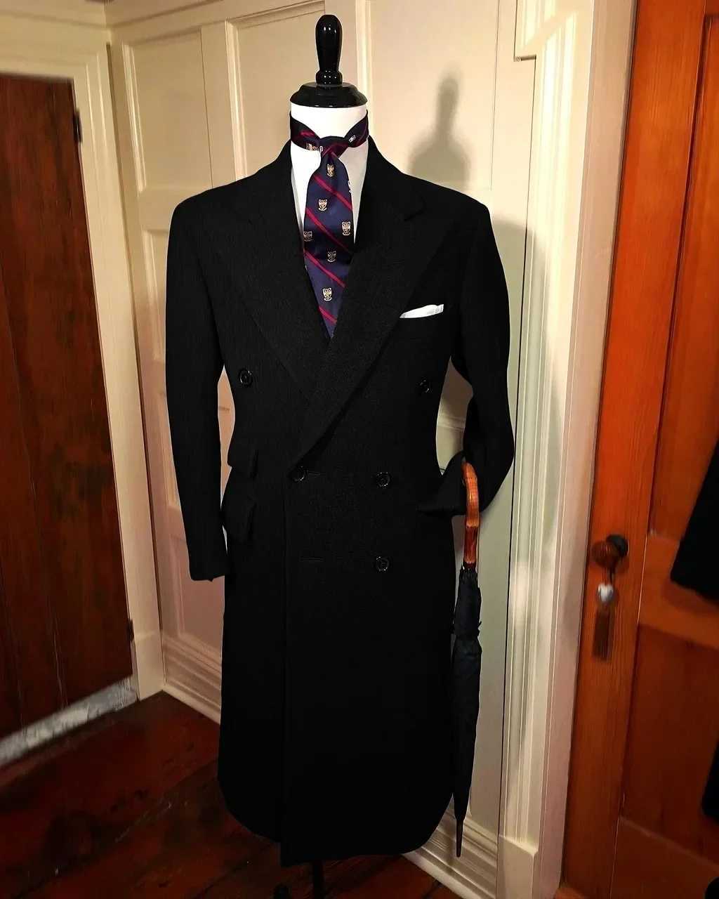 2024 New Daily Mens Trench Jacket Single Jacket All Mens Teno Peak Collar Formal Long Jacket Promotion Business Elegant Mens Winter Jacket W241211