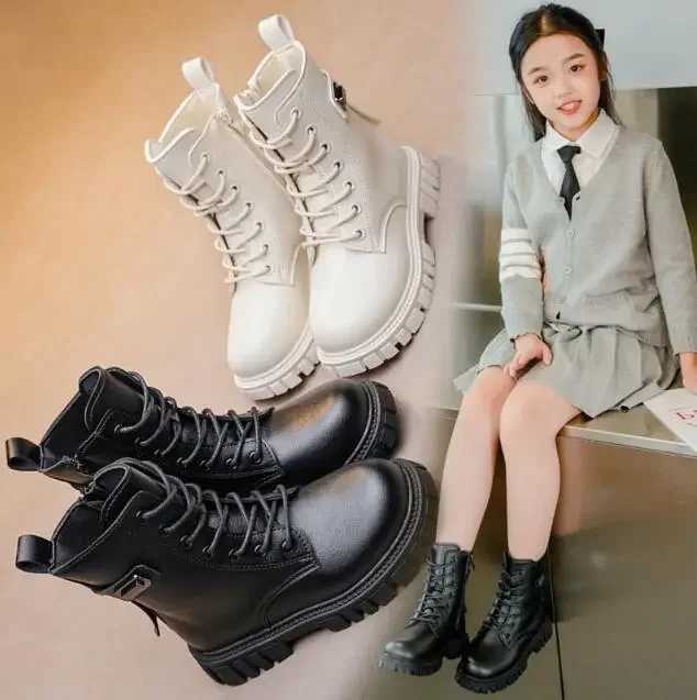Boots Patent Ieather Kids Winter Children Fashion Ankle Baby British Shoes For Girls Boys shoes Toddler Warm Snow H2412123XYW