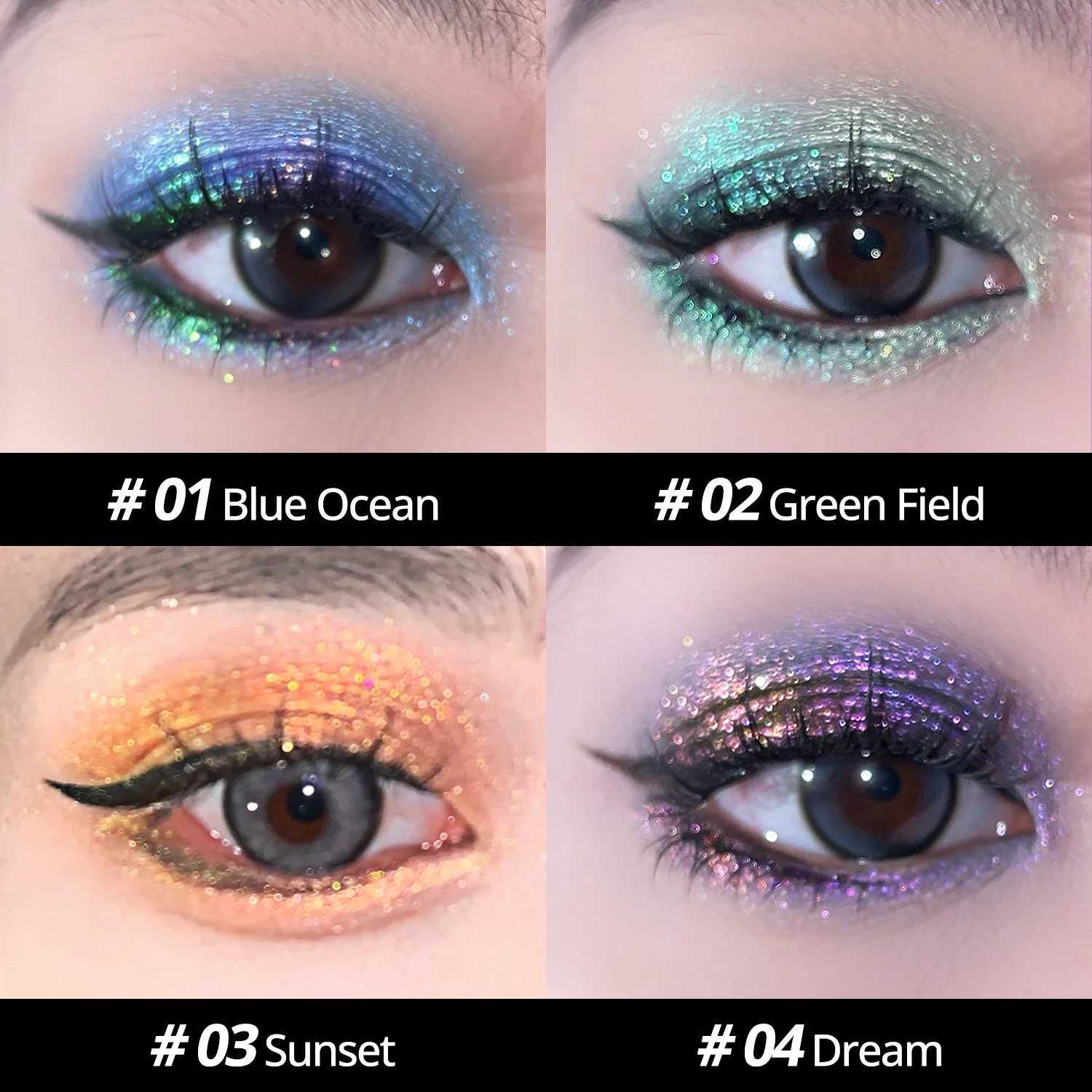 CHARY Multicolor Glitter eye shadow Palette High Pigment Metal eye shadow Color Change Glitter eye shadow MakeupW241212