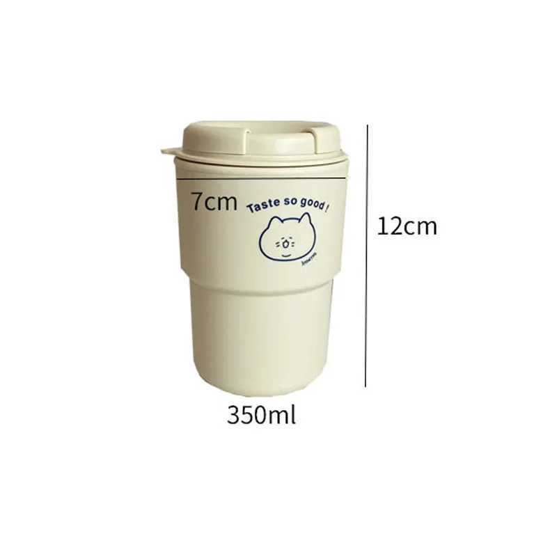 1 portable cartoon cute rabbit hand drawn coffee cup reusable and non slip beverage cup Y241211