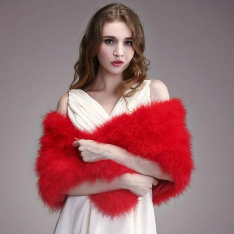 IANLAN leisure solid ostrich feather shawl bag suitable for female bride wedding stolen lady real Turkiye fur scarf IL00035 241212