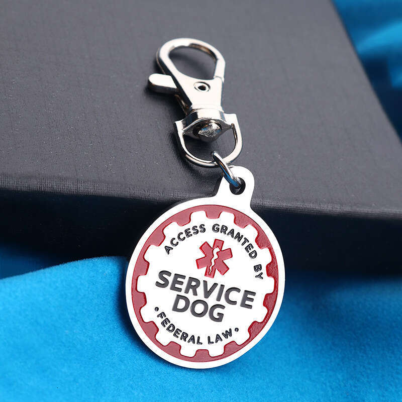 2Pc Stainless Steel Engraved Nameplate Emotional Support Animal ESA Service ID Tag Dog Collar Acceorie