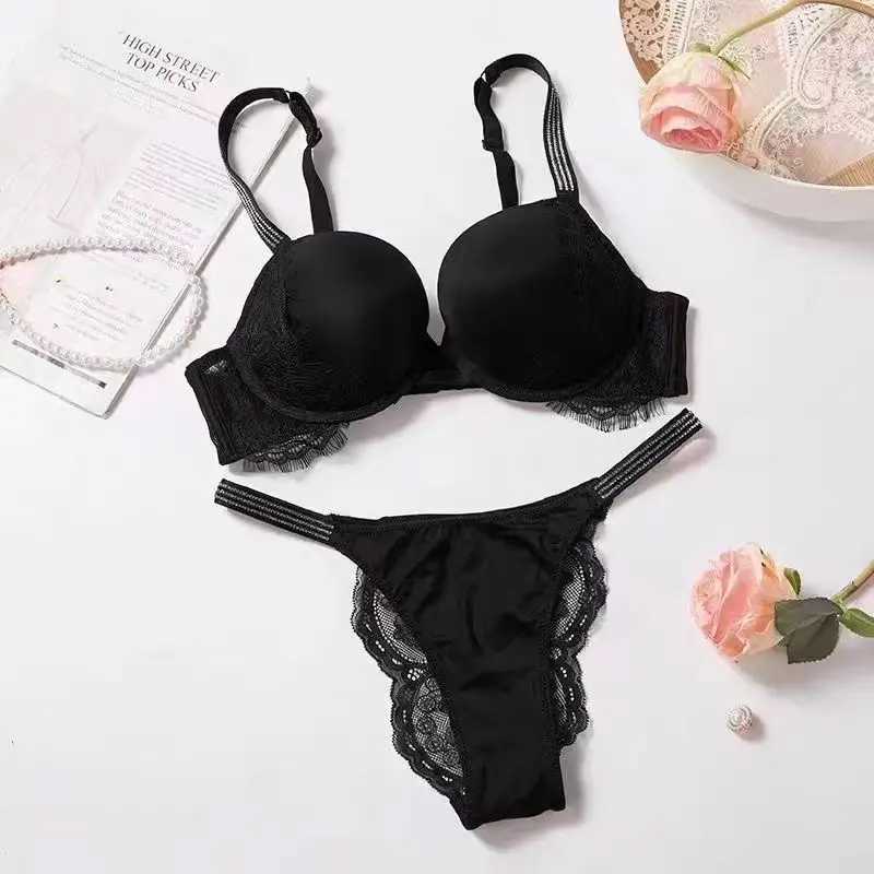 Push Up Underwear With Bulge Bralette Rhine Lingerie Pitted Bra and Panty Set for Women Seamless Brassiere Gathering ChestXJ241212